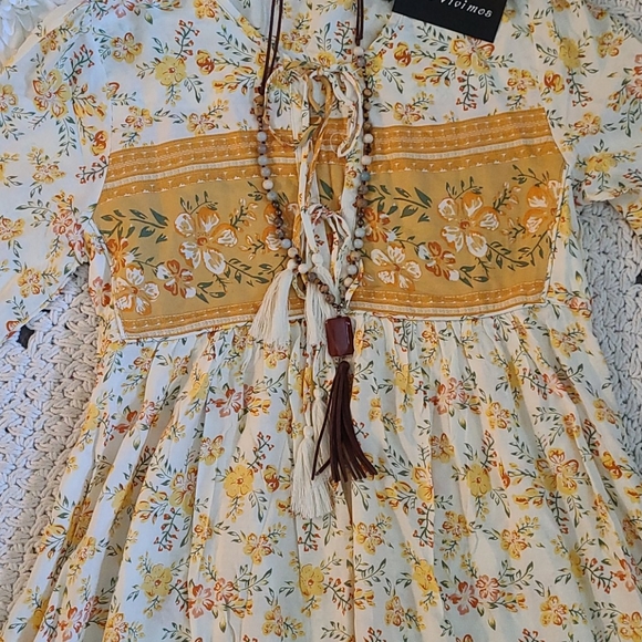 NEW SUMMER BO HO MULTI XS  MAXI DRESS LOMG SLEEVES - Picture 7 of 16